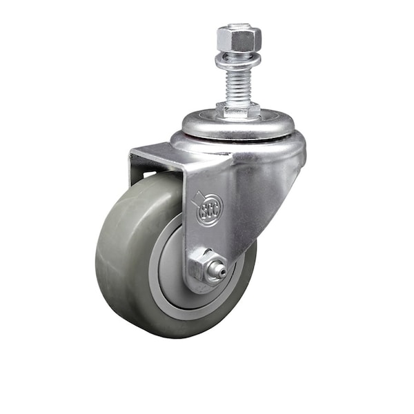 3'' Gray Polyurethane Creeper Swivel 1/2'' Threaded Stem Caster